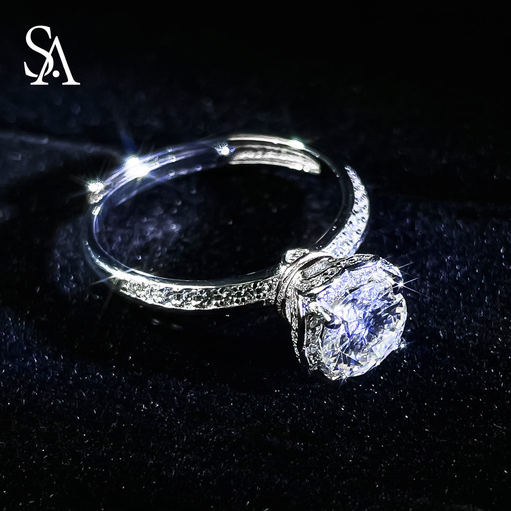 [SA1400]#009 Moissanite Ring----925 Sterling Silver Ring Oversized Moissanite