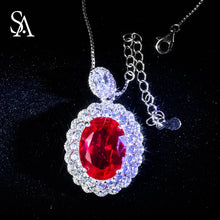 Load image into Gallery viewer, [SA2900]#010 Ruby Necklace----925 Sterling Silver Necklace Oversized Ruby