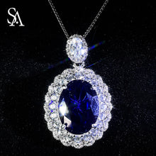Load image into Gallery viewer, [SA2900]#011 Sapphire Necklace----925 Sterling Silver Necklace Oversized Sapphire