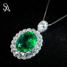 Load image into Gallery viewer, [SA2900]#012 Emerald Necklace----925 Sterling Silver Necklace Oversized Emerald