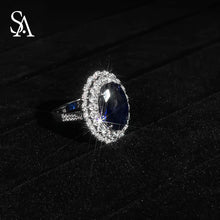 Load image into Gallery viewer, [SA2917]#005 Sapphire Ring----925 Silver Ring Oversized Sapphire
