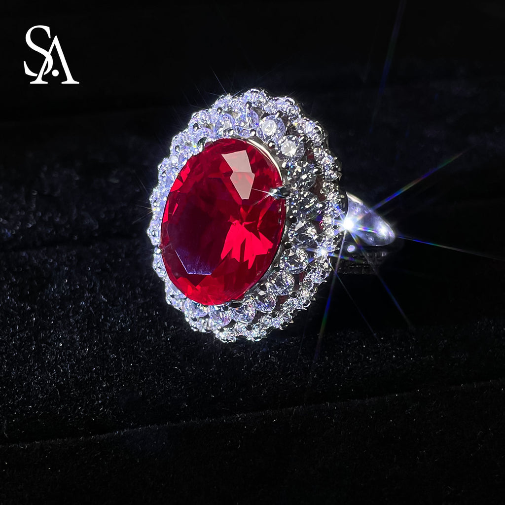 [SA5029]#006 Ruby Ring----925 Sterling Silver Ring Oversized Ruby