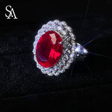 Load image into Gallery viewer, [SA5029]#006 Ruby Ring----925 Sterling Silver Ring Oversized Ruby