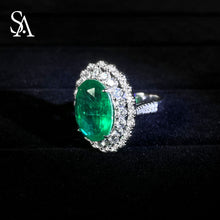 Load image into Gallery viewer, [SA1917]#004Emerald Ring----925 Sterling Silver Ring Oversized Emerald