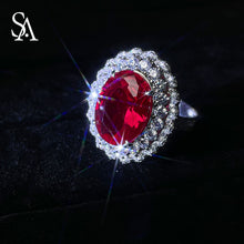 Load image into Gallery viewer, [SA5029]#006 Ruby Ring----925 Sterling Silver Ring Oversized Ruby